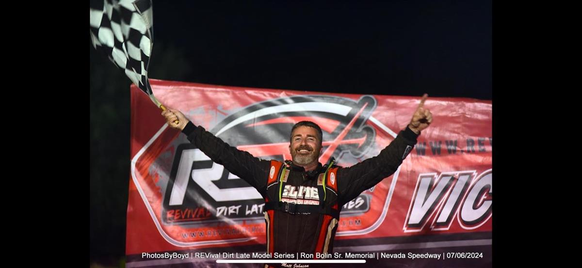 Matt Johnson Repeats Victory in Revival Dirt Late Model Series Win at Nevada Speedway