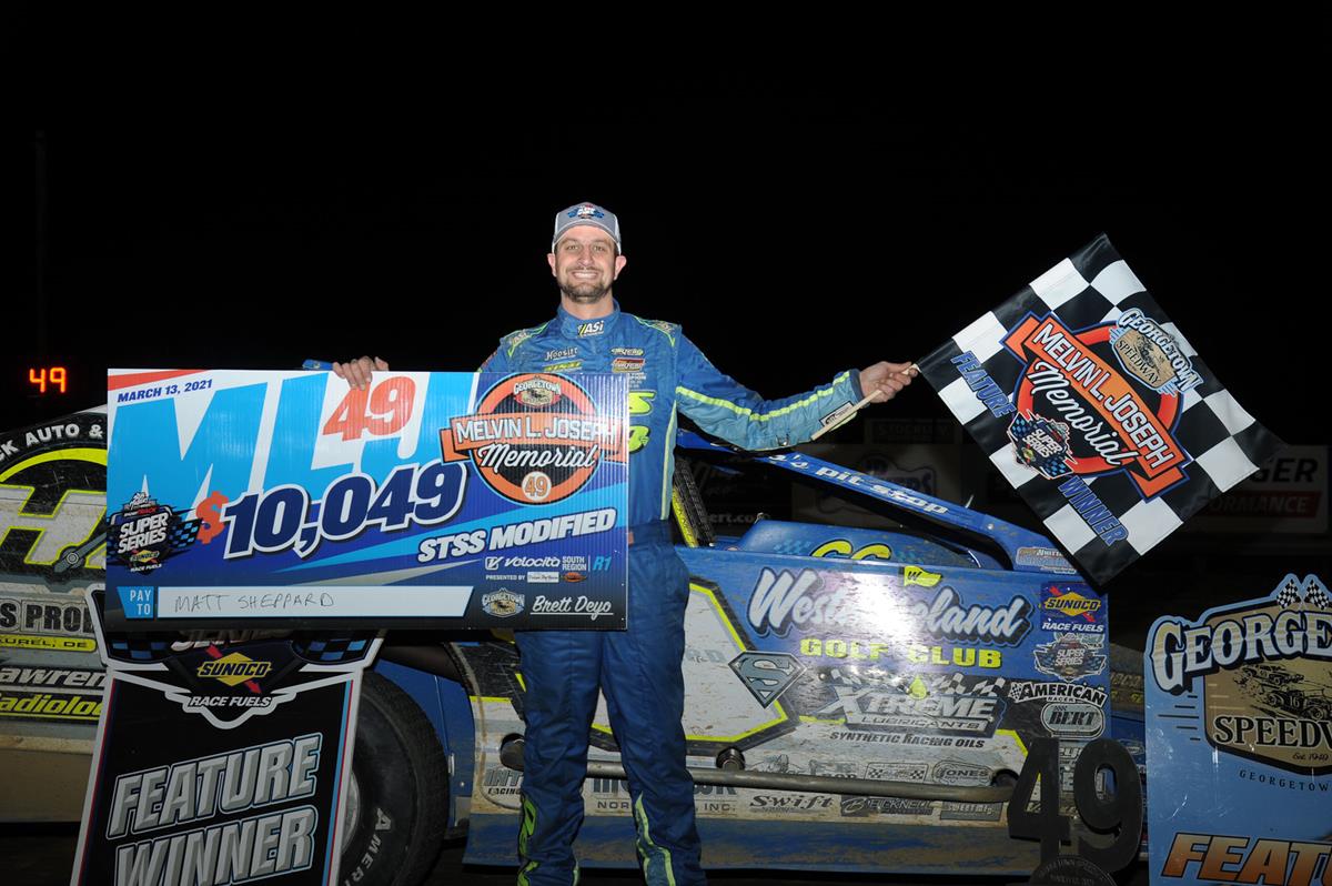 Matt Sheppard Roars from 19th to Win Georgetown Speedway Melvin L. Joseph Memorial $10,049