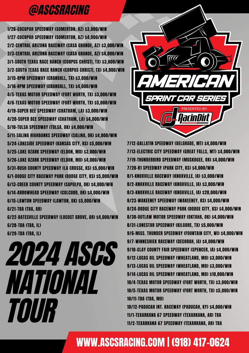Season No. 33 For The ASCS National Tour Revealed!