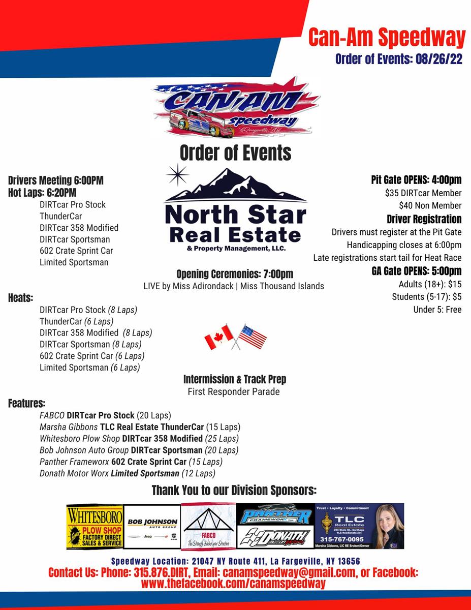 CAN-AM RETURNS TO RACING WITH BIG FRIDAY NIGHT SHOW FEATURING SIX CLASSES