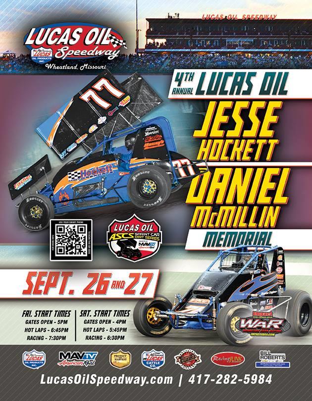 Lucas Oil ASCS Heads for 4th annual Jesse Hockett/Daniel McMillin Memorial