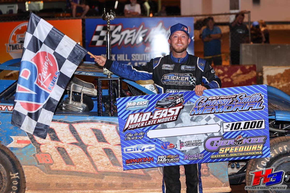 Cherokee Speedway (Gaffney, SC) – Mid-East Super Late Models – Grassy Smith Memorial – July 7th, 2023. (H3 Photography)