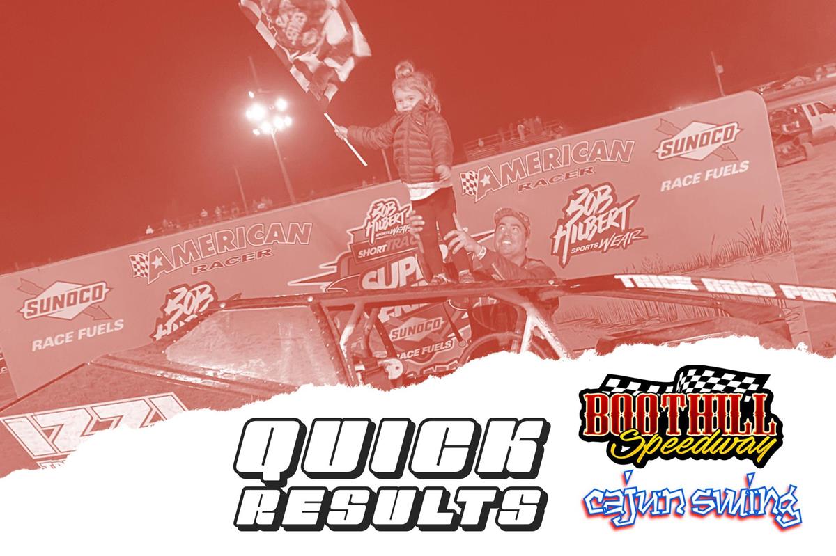 CAJUN SWING RESULTS SUMMARY BOOTHILL SPEEDWAY TUESDAY, NOVEMBER 9, 2021