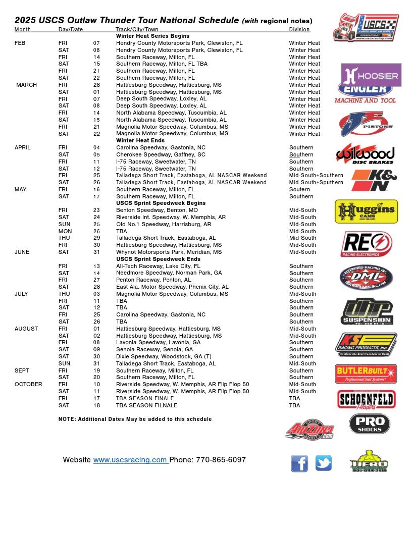 Preliminary 2025 USCS Sprint Car Schedule