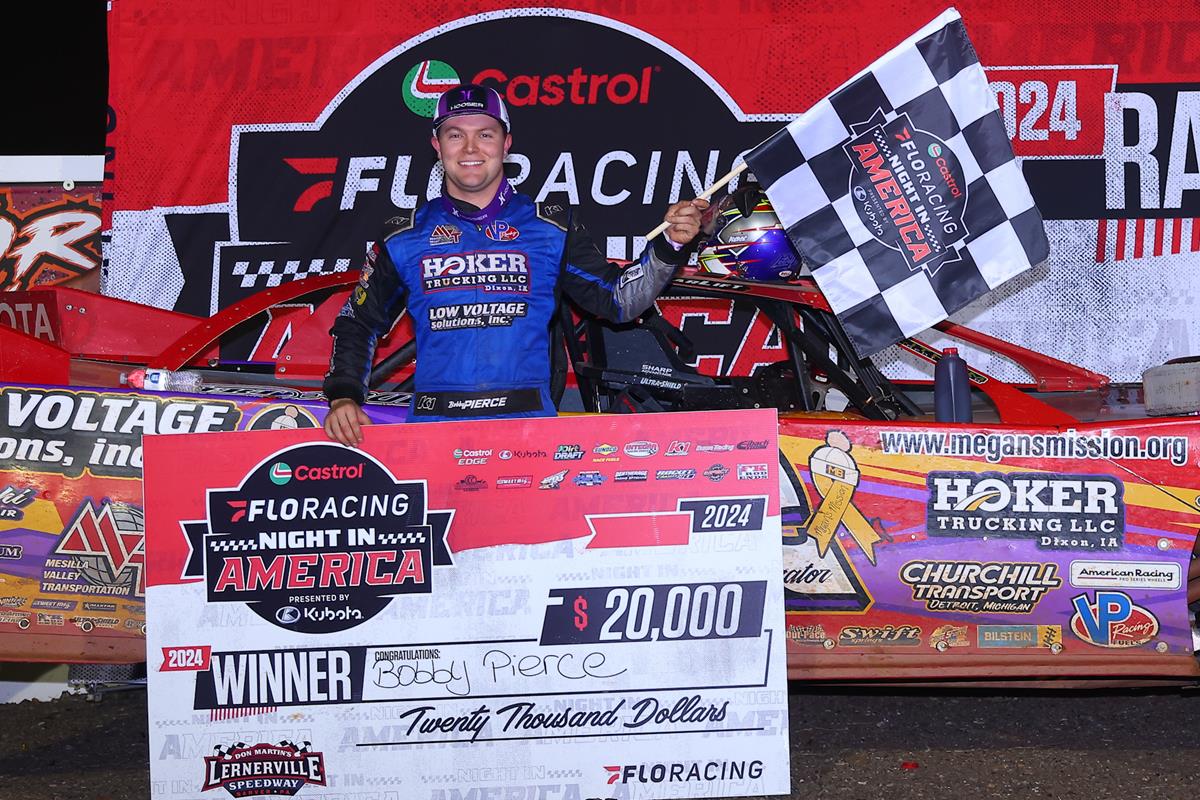 Bobby Pierce in Victory Lane at Lernerville Speedway on August 21, 2024. (Josh James Artwork image)