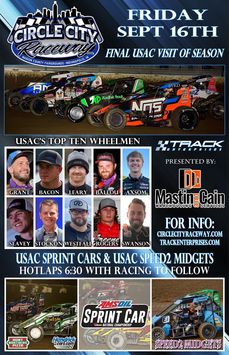 USAC NATIONAL SPRINT CARS MAKE FINAL APPEARANCE FRIDAY SEPTEMBER 16
