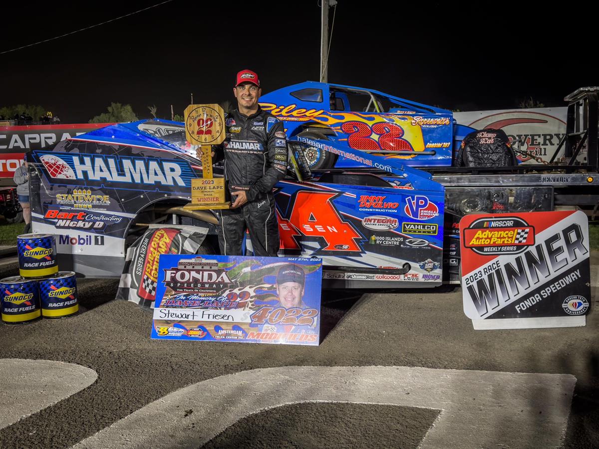 FRIESEN TAKES LEAD ON LAP “22� AND WINS THE INAUGURAL DAVE LAPE MEMORIAL AT FONDA