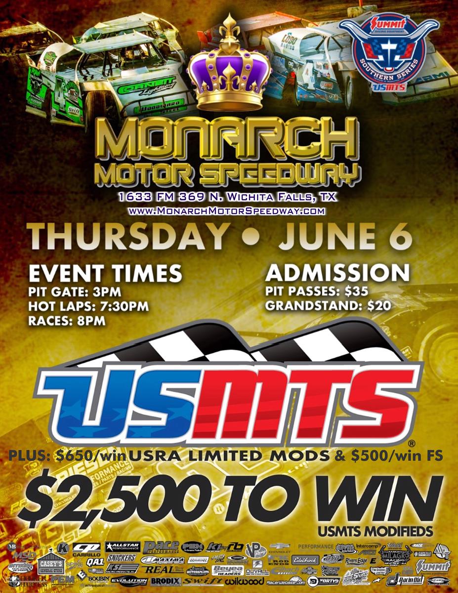 COMING THURSDAY JUNE 6th (8pm) to MONARCH MOTOR SPEEDWAY - The UNITED STATES MODIFIED TOURING SERIES (USMTS)!