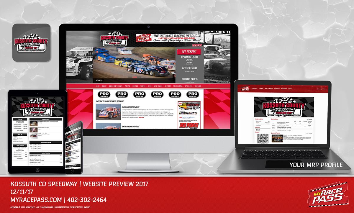 MyRacePass Produces Track Website for Kossuth County Speedway