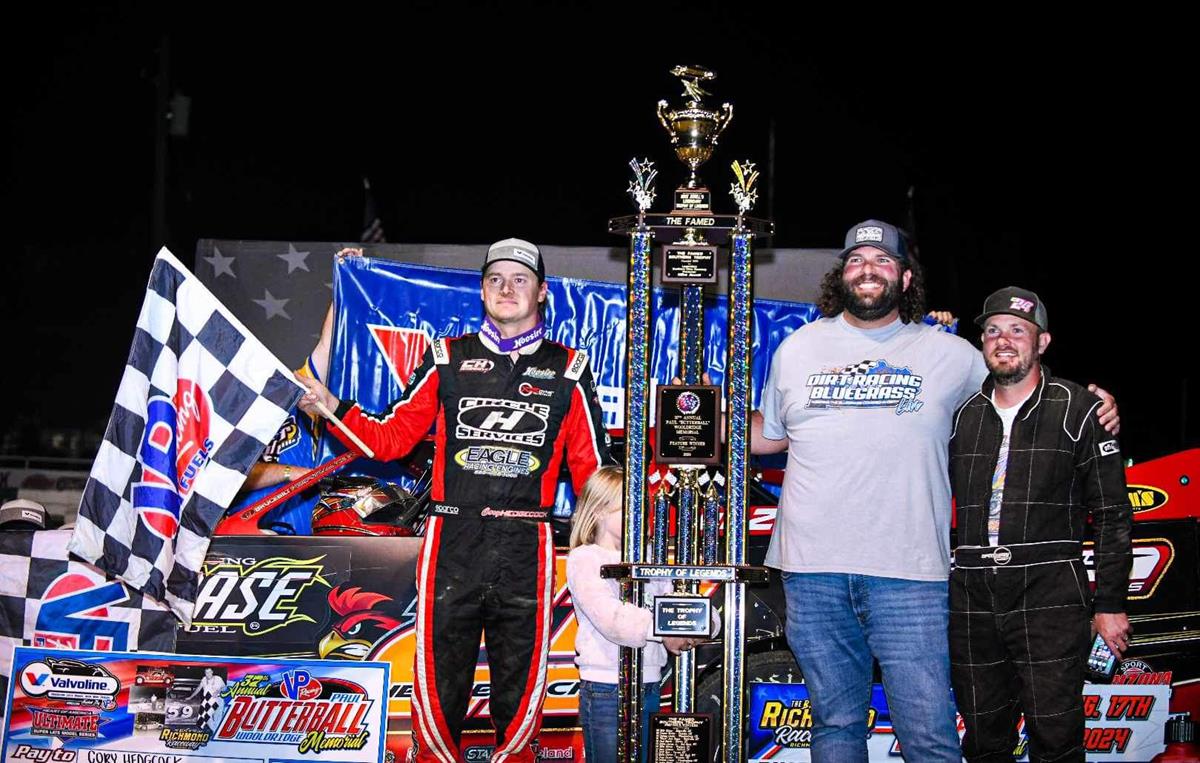 The Valvoline American Late Model Iron-Man Series and Ultimate Heart of America Super Late Model Series would co-sanction the 37th Annual VP Racing Fuels Paul “Butterball” Wooldridge Memorial at Richmond Raceway in Richmond, KY on Saturday, October 12. Cory Hedgecock of Loudon, TN would lead all fifty-nine laps of the event and claim the $12,059 payday.