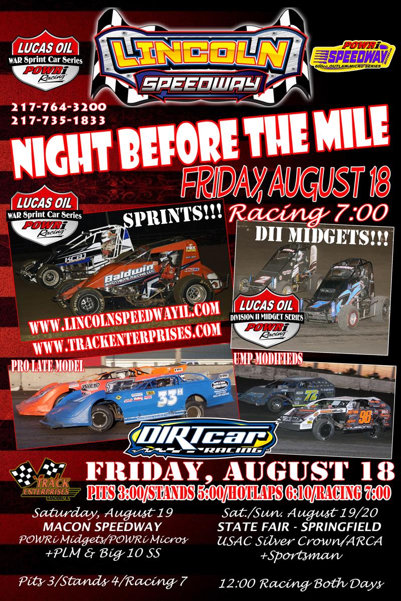 Friday, August 18 D-II Midgets at Lincoln Speedway
