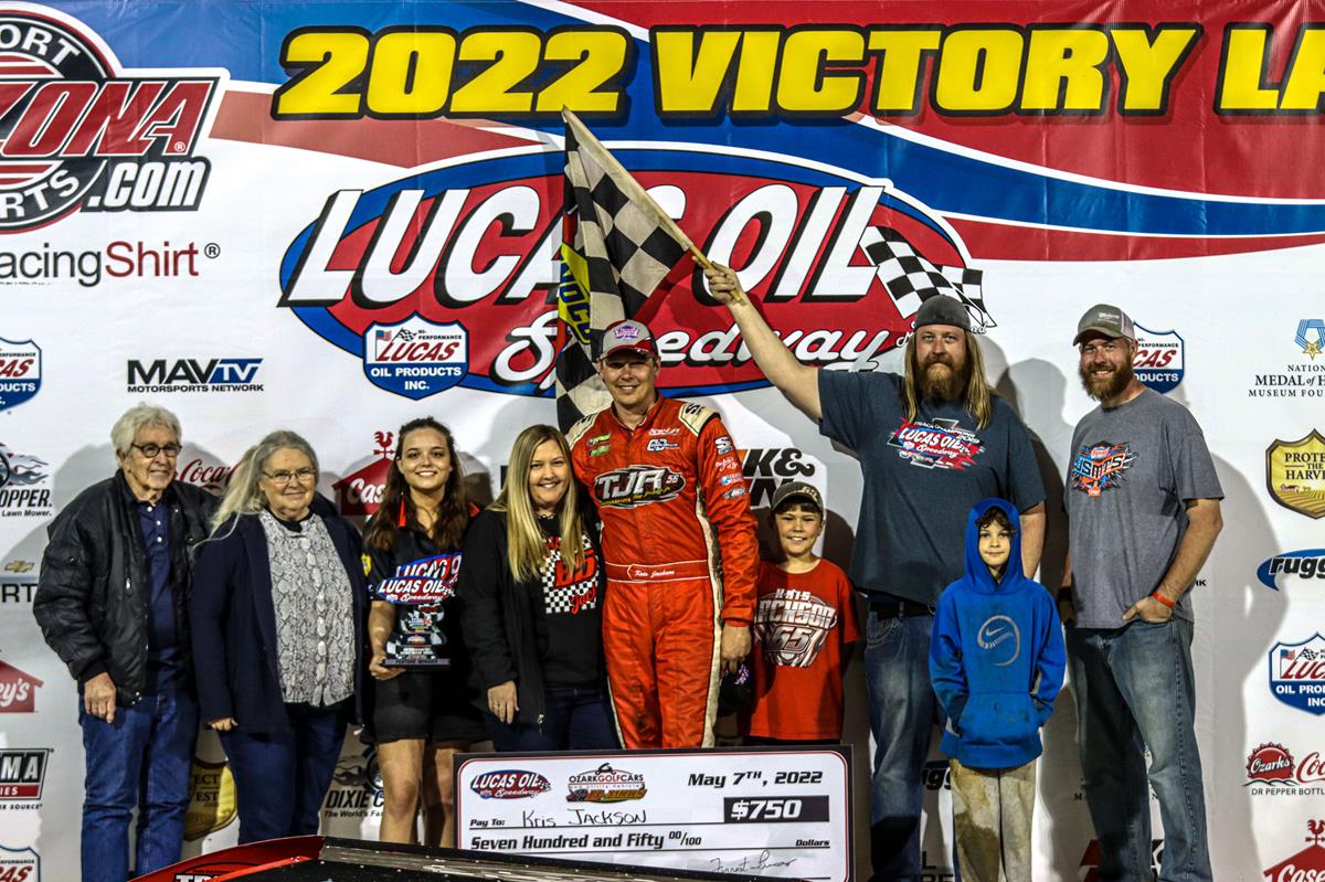 Jackson's late pass sends six-time Lucas Oil Speedway track champ to USRA B-Mod feature win
