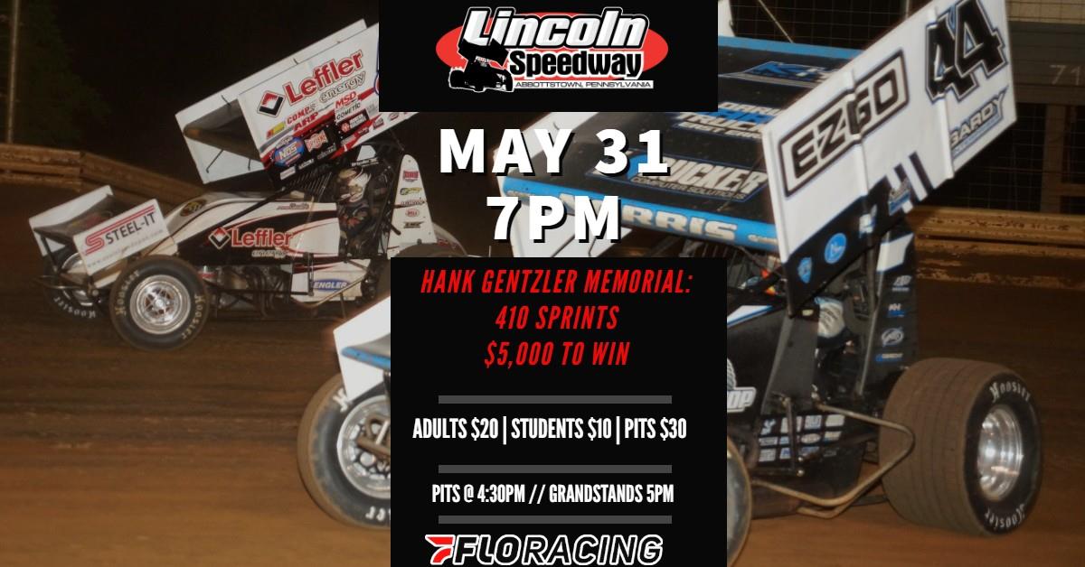 Lincoln Speedway Cancels May 29 due to Rain; Hank Gentzler Memorial Moved to May 31