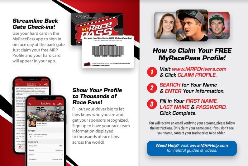 Drivers - Claim your free MyRacePass Profile