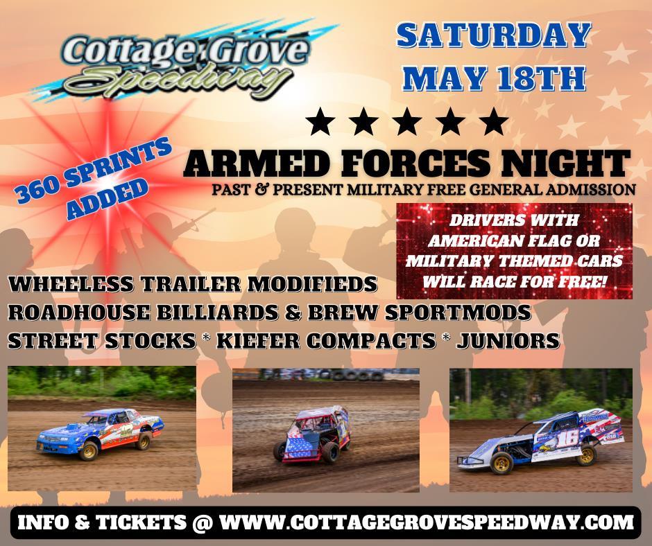 ARMED FORCES NIGHT AT THE RACES, SATURDAY, MAY 18TH!!