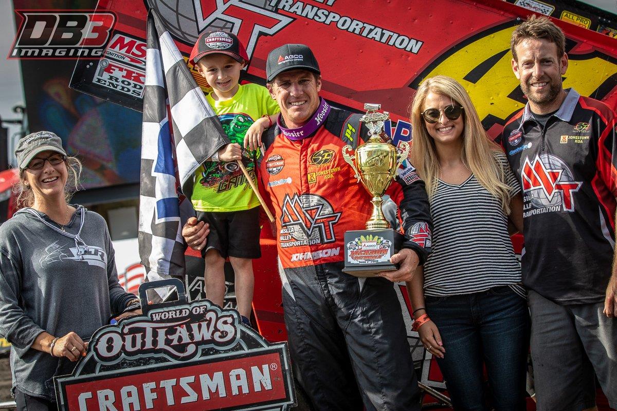 Johnson Wins World of Outlaws Afternoon Thriller to Sweep AGCO Jackson Nationals Preliminary Action