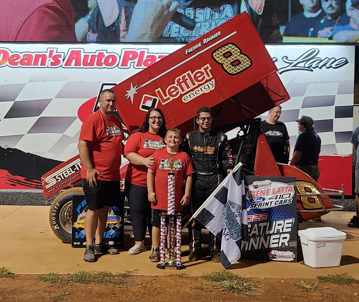 FREDDIE RAHMER CLINCHES THIRD TRACK CHAMPIONSHIP WITH ELIJAH HAWKINS MEMORIAL WIN; Wyatt Hinkle Wires Field in 358 Feature; Travis Perry’s Late Race