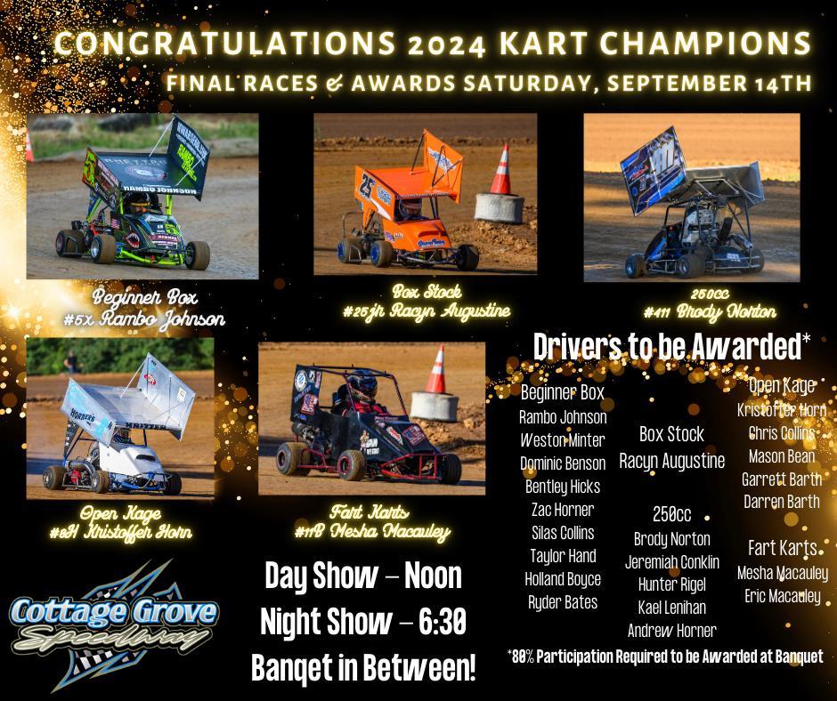 FINAL KART RACES & KART BANQUET SATURDAY, SEPTEMBER 14TH!!
