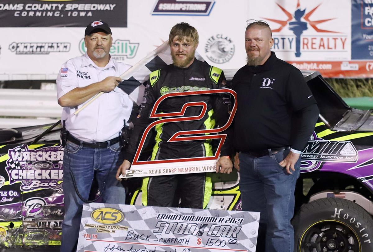 Buck Schafroth wins The Tradition Kevin Sharp Memorial at Adams County Speedway