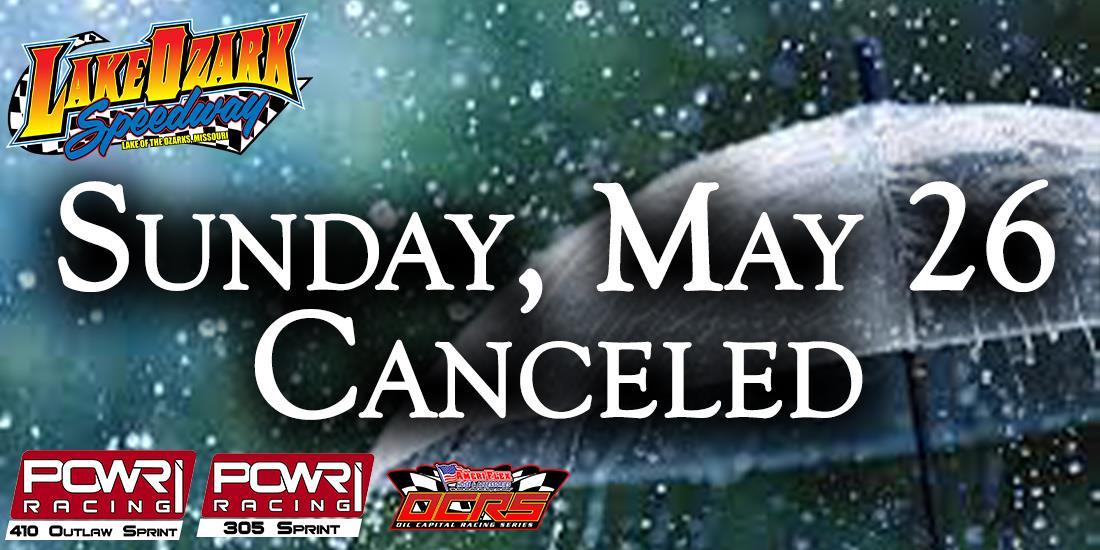 Soaking Rainfall Cancels Lake Ozark Speedway on Sunday, May 26