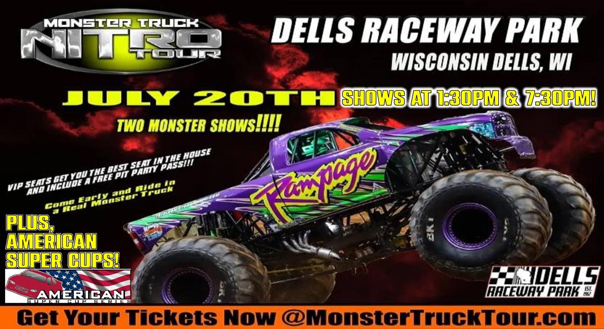 MONSTER TRUCK NITRO TOUR JULY 20TH AT DELLS RACEWAY PARK