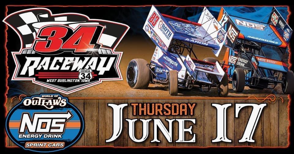 World of Outlaws Returns to 34 Raceway Thurs, June 17