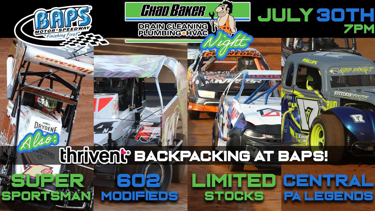 Chad Baker Plumbing Night & Thrivent's Backpacking at BAPS This Saturday!