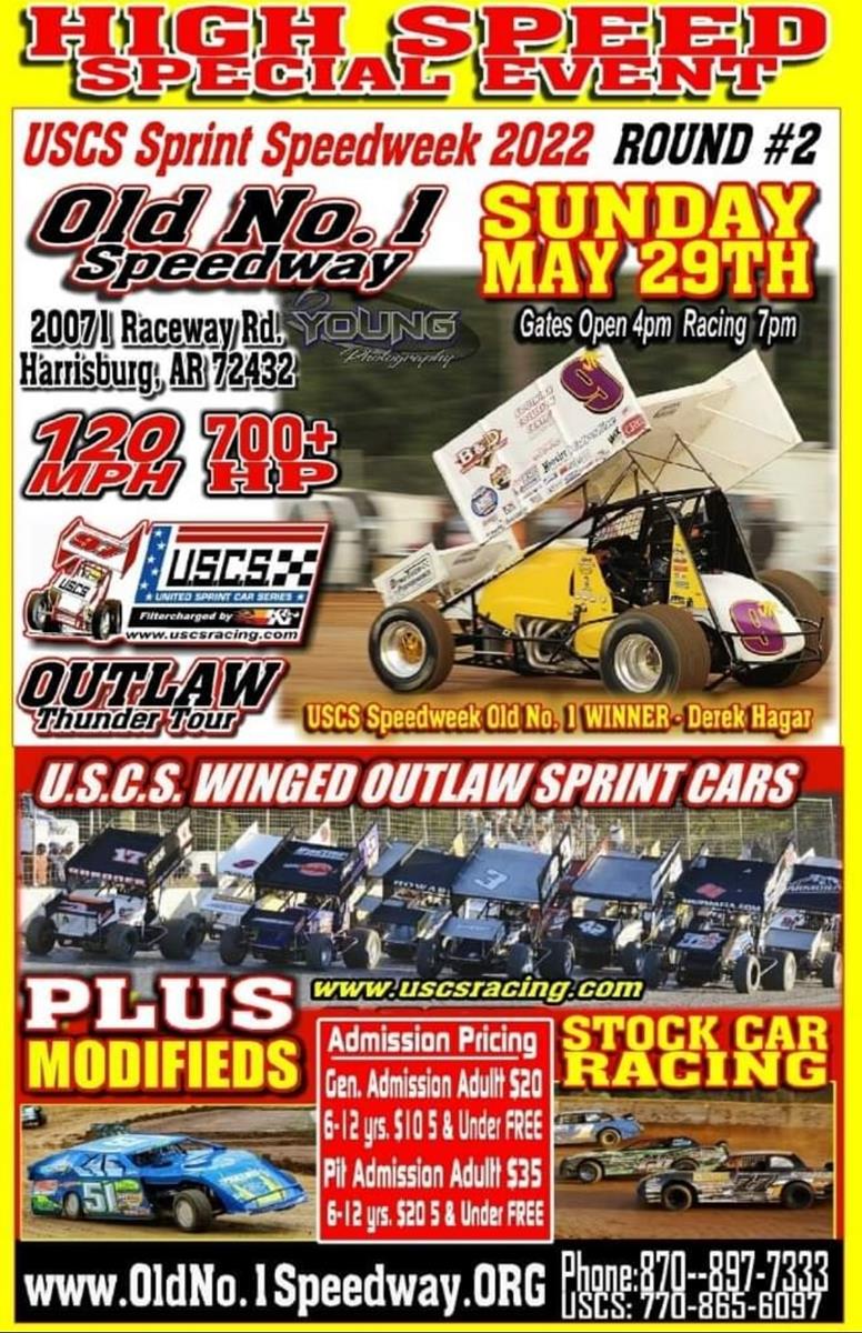 USCS Speedweek Invades Old No. 1 on Sunday, May 29