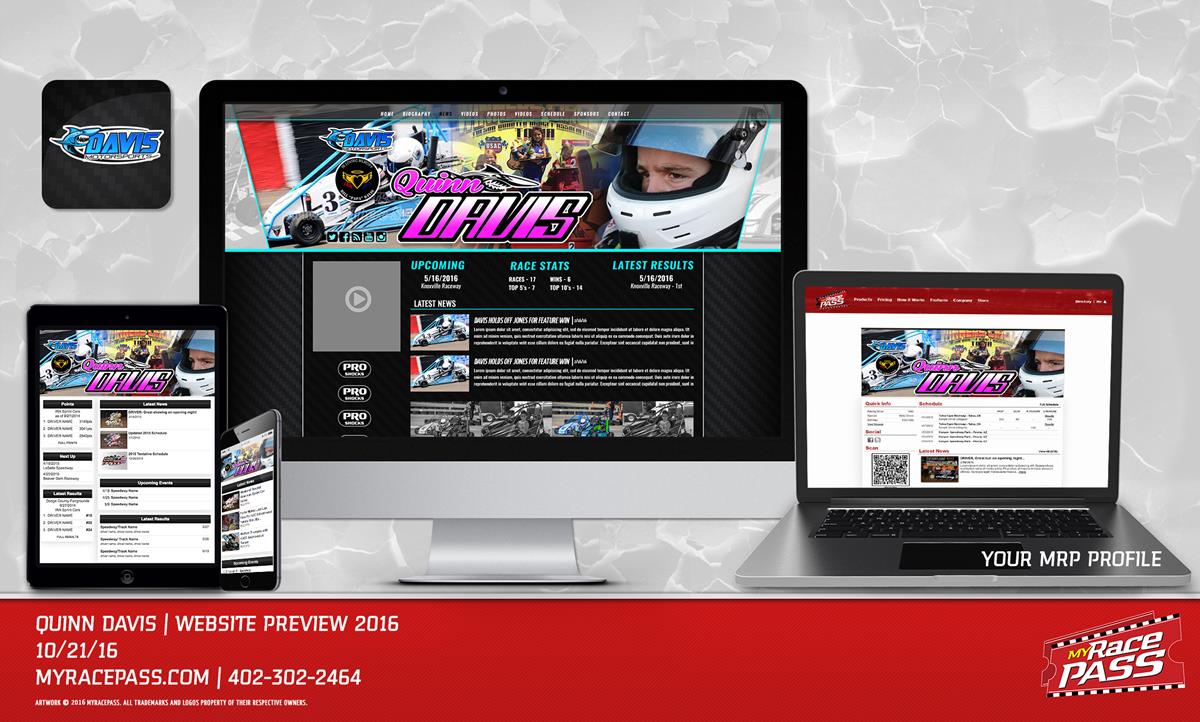 MyRacePass Generates Pro Platinum Package for Quinn Davis