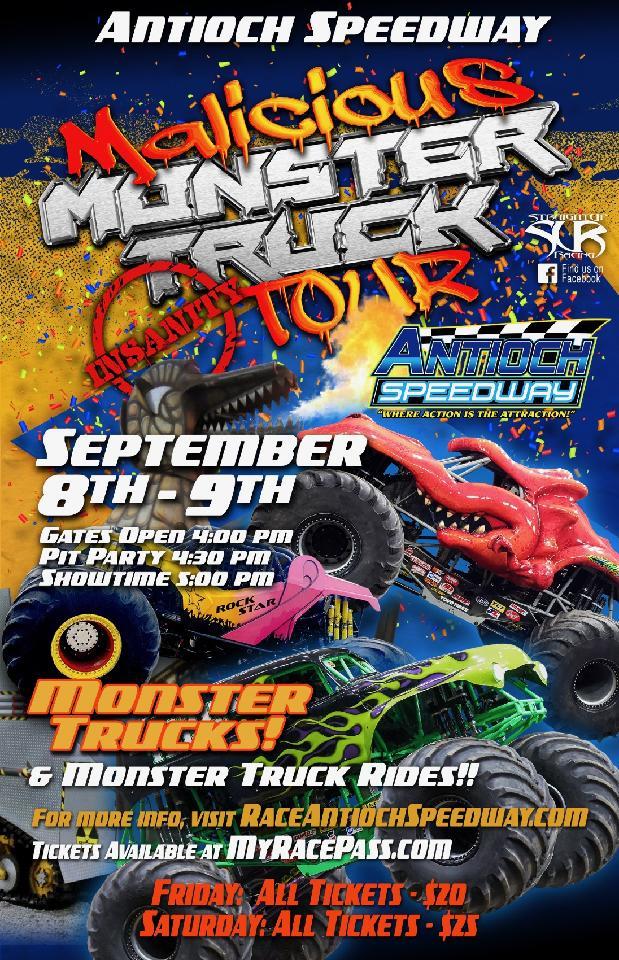 Malicious Monster Truck Tour Returns To Antioch Speedway