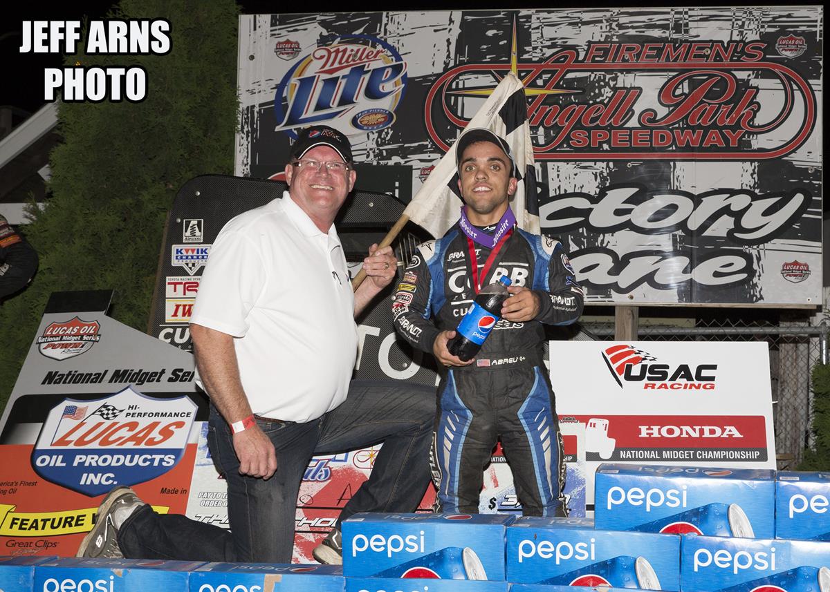 (Photo by Roger Hamilton) Rico Abreu in victory lane with Dan Theil