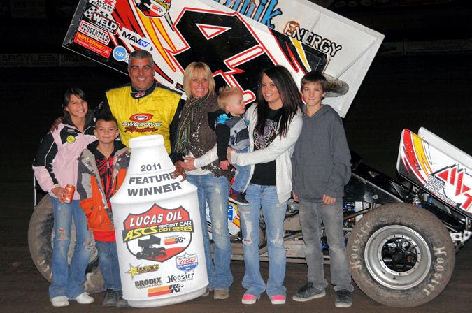 Johnny Herrera picked off his fourth Lucas Oil ASCS presented by K&N Filters National win of the year by racing to victory lane in Friday night's 25-lap preliminary feature at Las Cruces' Southern New Mexico Speedway. (Lonnie Wheatley photo)