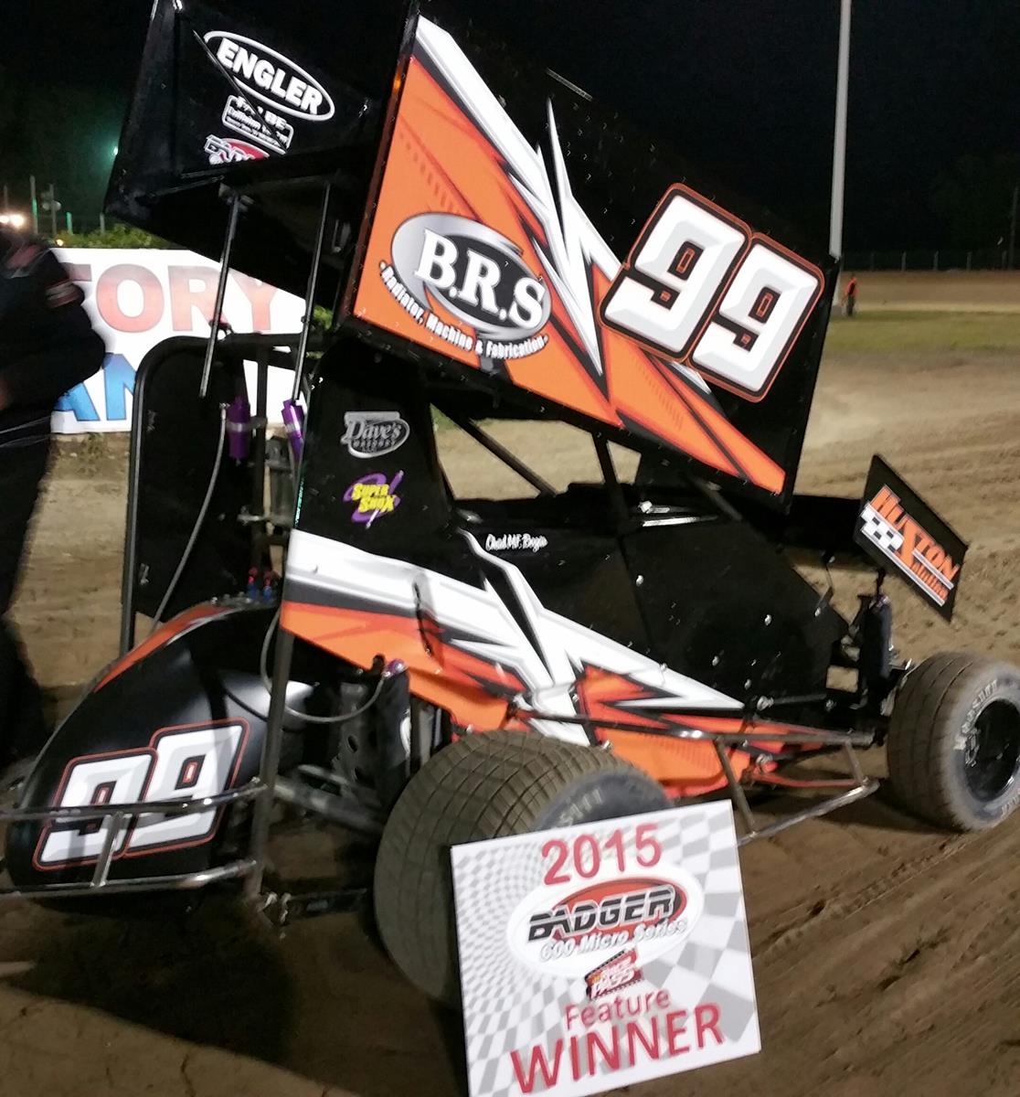 Chad Bogar in victory lane at Wilmot