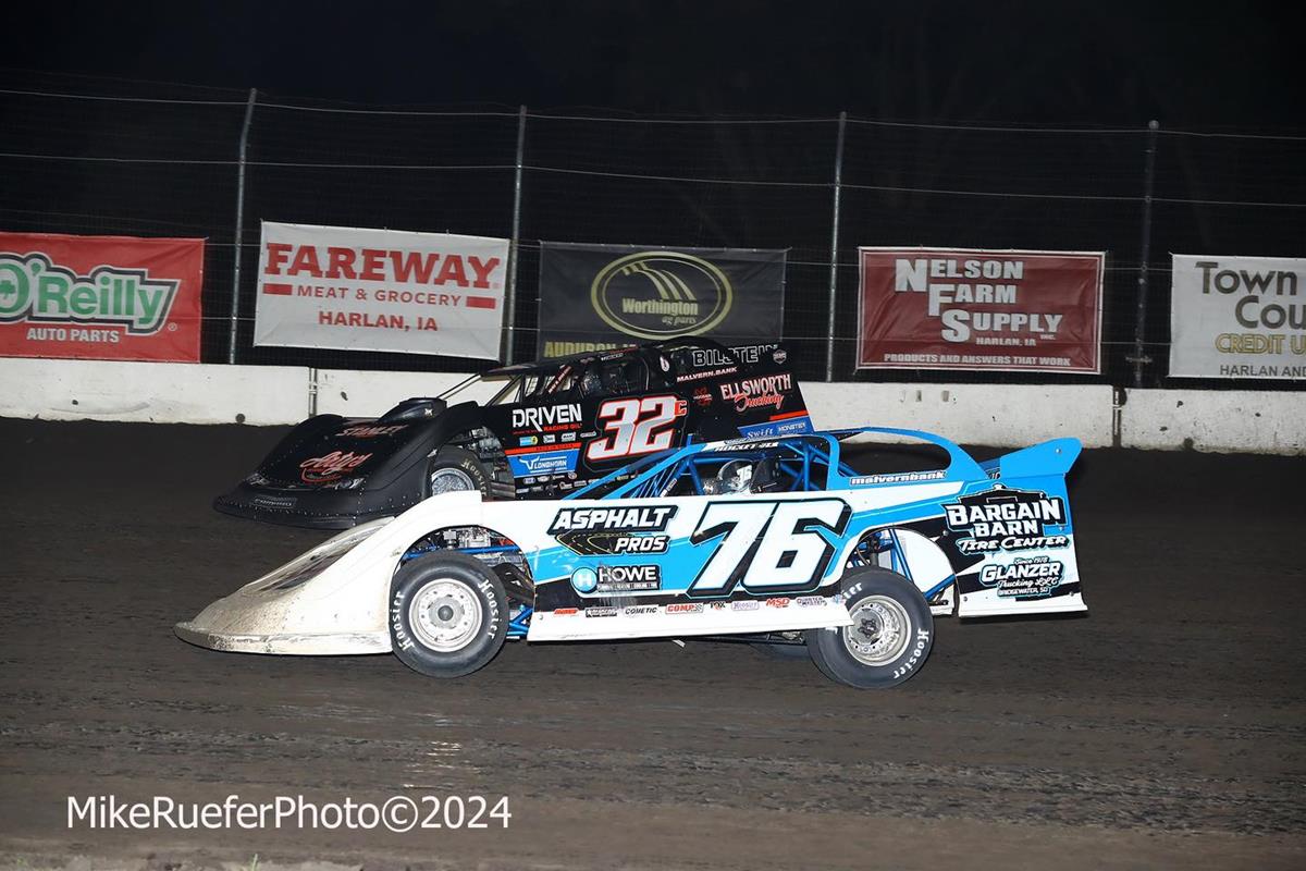 Shelby County Speedway (Harlen, IA) – Malvern Bank East / West Series – Rallen Zeitner Memorial – July 13th, 2024. (Mike Ruefer Photo)