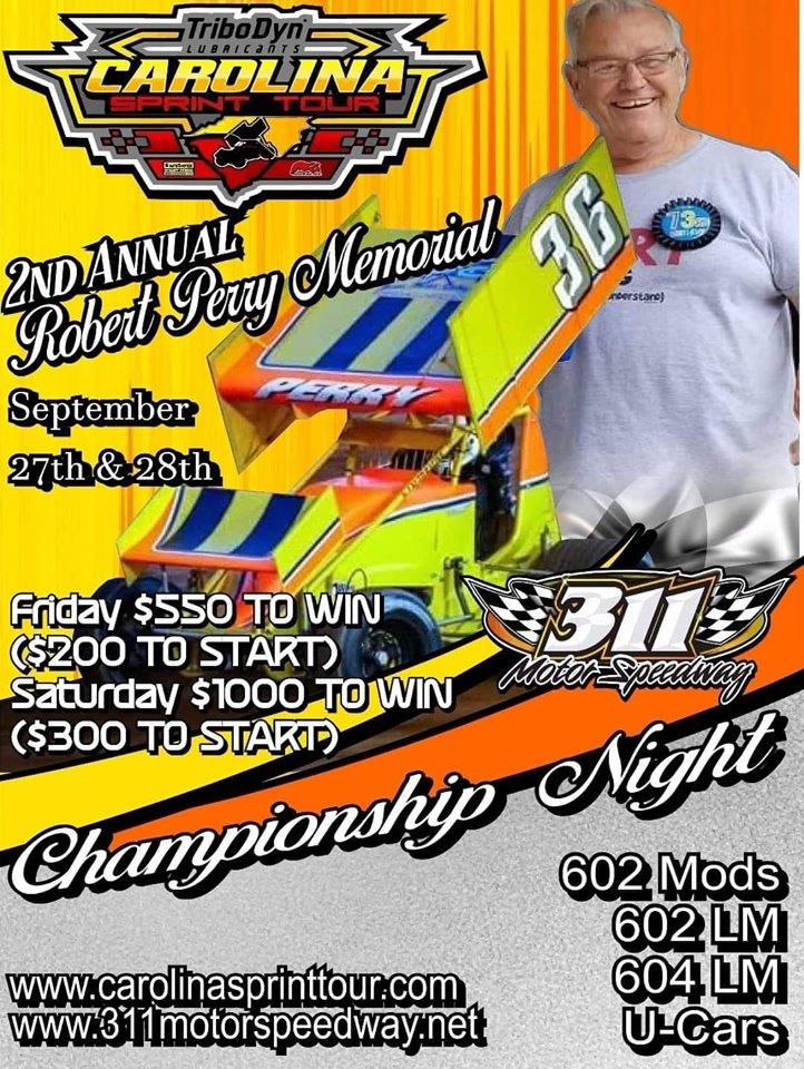 TriboDyn Lubricants Carolina Sprint Tour Closing Season This Weekend With Huge Event at 311 Speedway