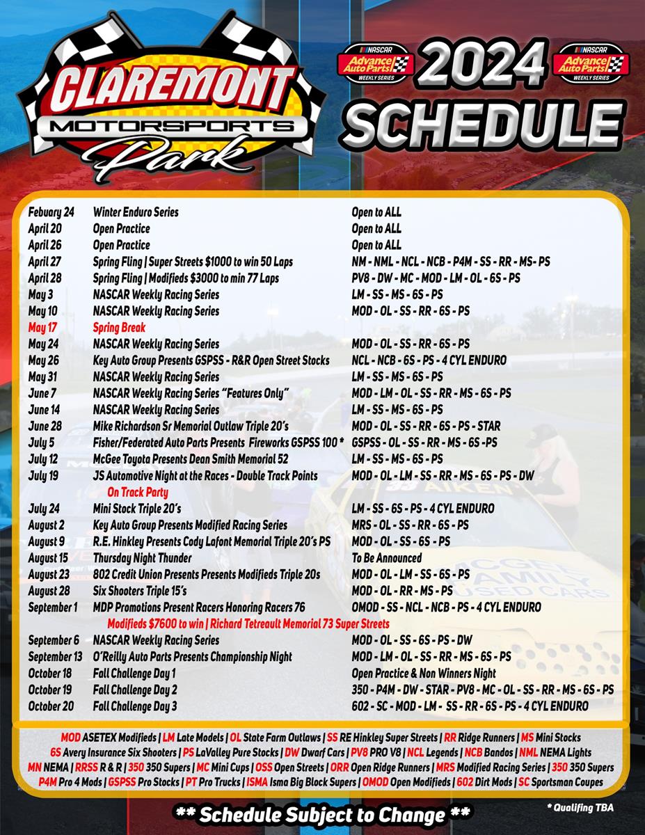 *Claremont Motorsports Park Unveils Thrilling 2024 Race Schedule*