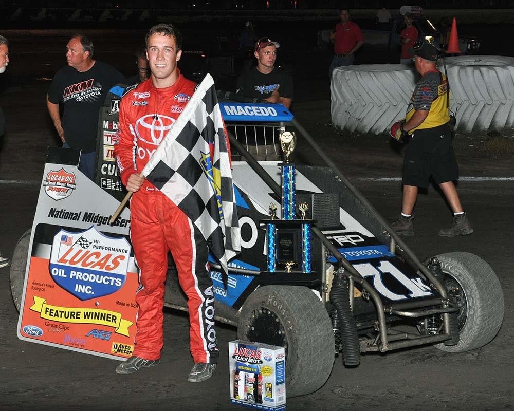 Macedo Wires Night Four with National Midgets at Macon Speedway