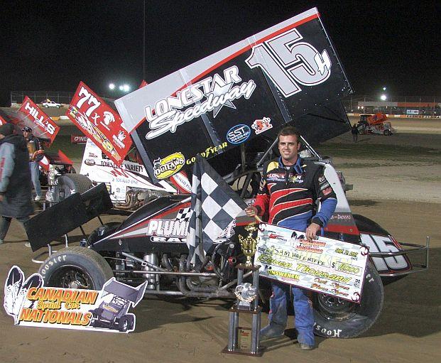 Sam Hafertepe, Jr, picked up $11,000 by winning Saturday night's Canadian Sprint Car Nationals finale. (T.J. Buffenbarger photo)