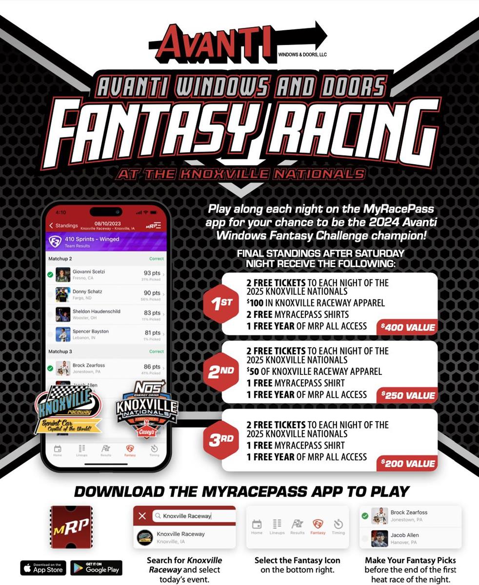Over $800 in prizes are on the line for the Avanti Windows Fantasy Challenge at the Knoxville Nationals
