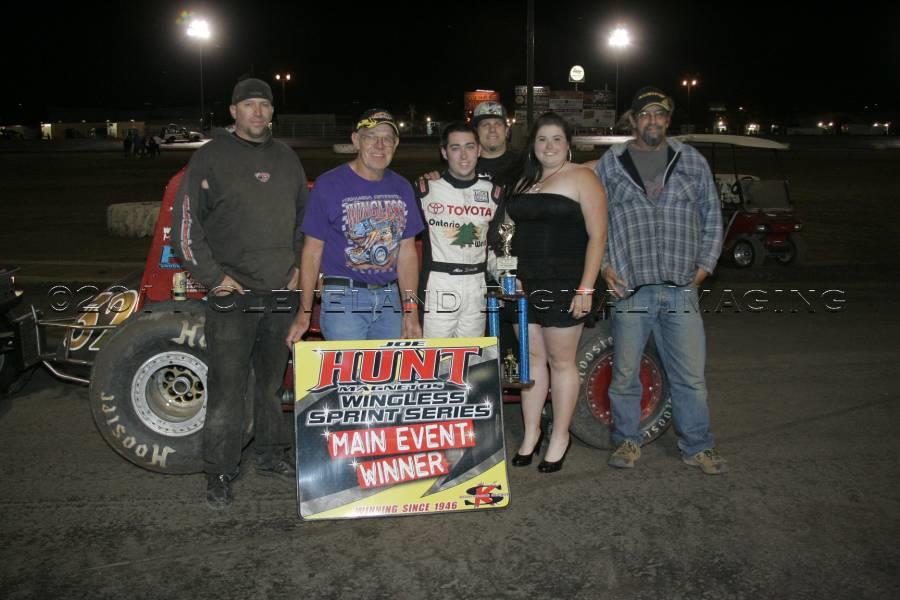 Alex Schutte and the Dave johnson Racing crew in victory lane