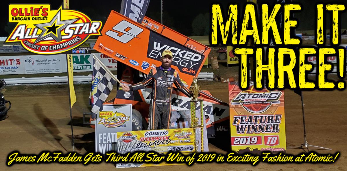 James McFadden slides by Dale Blaney late to score ‘Speedweek: Reloaded’ win at Atomic Speedway