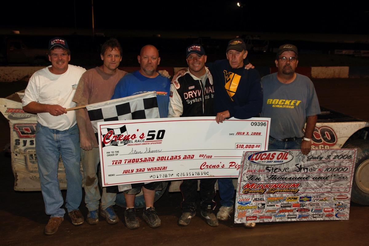 It's Showtime for Steve Shaver in "Creno's 50" Lucas Oil Late Model Dirt Series Race at Muskingum County