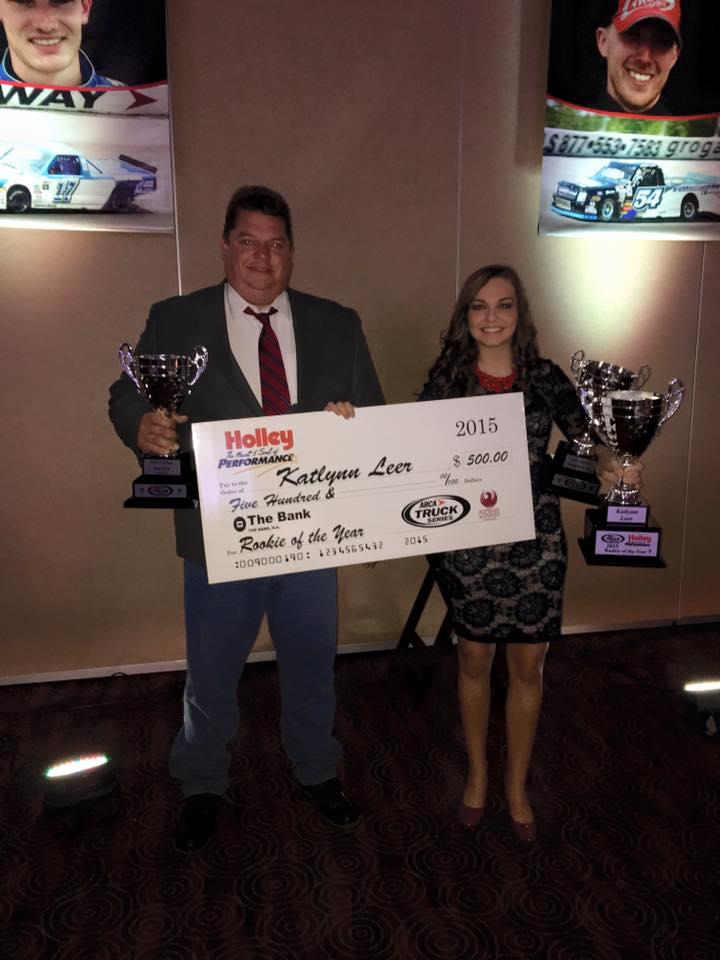 Katlynn Leer is the Holley Performance Rookie of the Year at the 2015 Championship Banquet!
