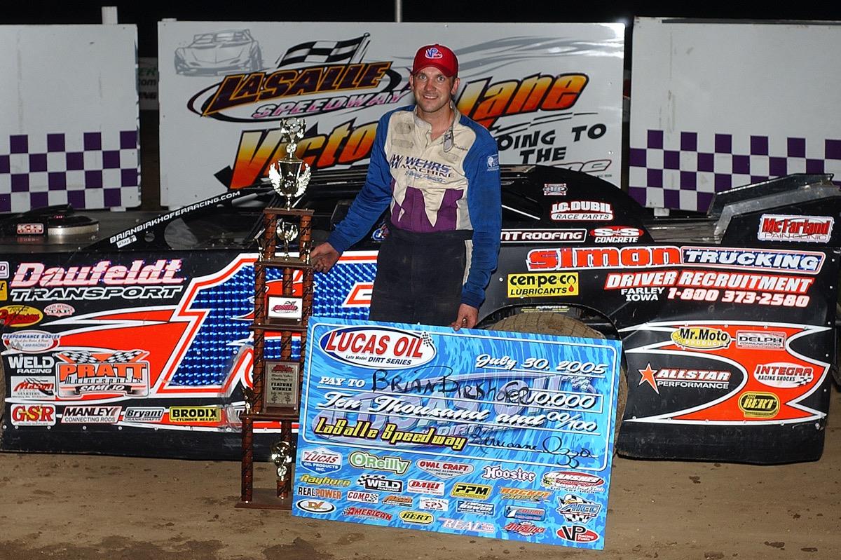 Brian Birkhofer Wins Lucas Oil Late Model Dirt Series Event in LaSalle Speedway Barnburner