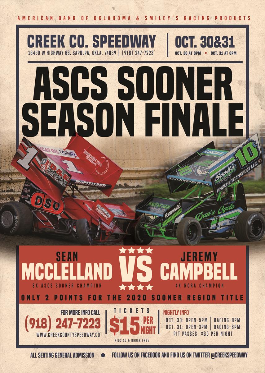 McClelland and Campbell Take Sooner Region Title Fight Into Creek County Speedway Fall Fling