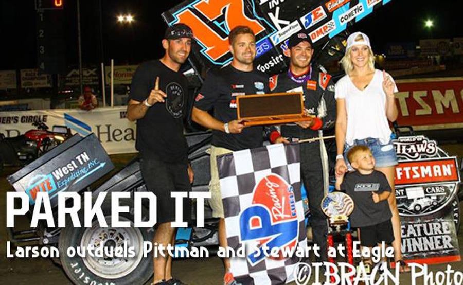 Kyle Larson parks it in Eagle victory circle