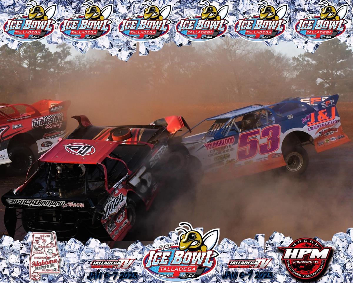 Chase Oliver is sent into the yuke tire in the center of turns three and four at the 2023 Ice Bowl at Talladega Short Track.