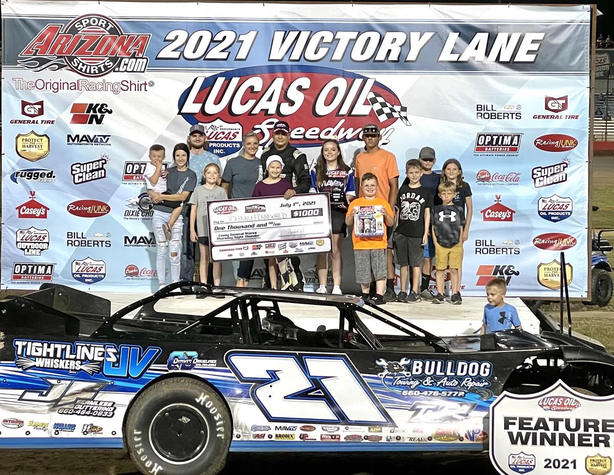 Fennewald captures 3rd straight ULMA Late Model win to headline Lucas Oil Speedway's Thursday Night Thunder; Jackson, Johnson, McMillin also prevail