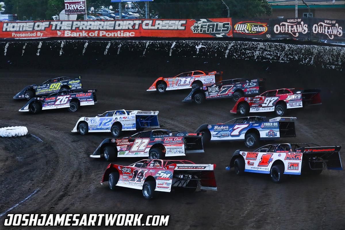 Fairbury Speedway (Fairbury, Ill.) – World of Outlaws Morton Buildings Late Model Series – Prairie Dirt Classic – July 30th-31st, 2021. (Josh James Artwork)