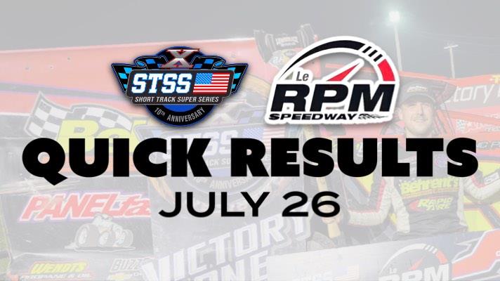 LUMBERJACK SWING RESULTS SUMMARY LE RPM SPEEDWAY WEDNESDAY, JULY 26, 2023